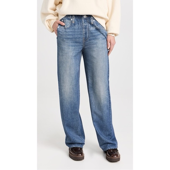 Rag & Bone Miramar Wide Leg Jeans Print Faux Denim Blue Classic Lounge Comfy - Picture 3 of 14